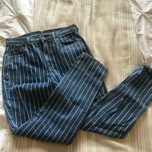 American Eagle High-Waisted Mom Striped Jeans